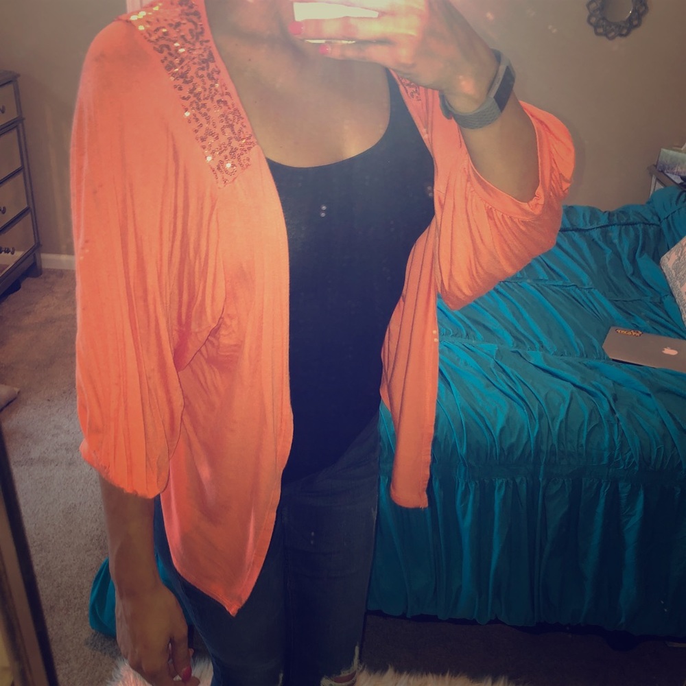 Orange Buckle Kimono Top.
